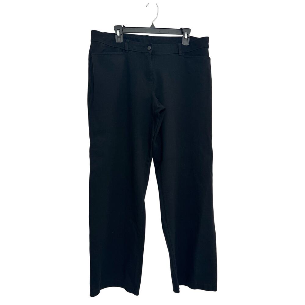 Eileen Fisher Pants Black Size LARGE Pockets Classic Button Zipper Closure